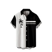 Frostluinai Savings Clearance 2024! Mens T-shirts Button Down Short Sleeve Hawaiian Shirt Summer Casual Beach Shirts with Pocket