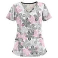 thumbnail image 1 of Frostluinai Savings Clearance Women's Working Uniform with Four Pockets V-Neck Scrub Top Print Short Sleeve Women Shirt with Zipper S-3XL, 1 of 4
