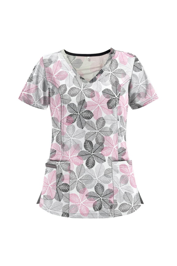 Nursing Uniform For Womens Scrubs Tops Color Casual Working Uniform With Pocket V-Neck Work Utility & Safety Tops Nursing Worker Protective Clothing Top