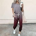 thumbnail image 1 of Frostluinai Shortsleeve Sweatsuits Women 2 Piece Outfit Short Sleeve Tops Elastic Waist Sweatpants Fashion Gradient Tracksuits with Pocket, 1 of 5