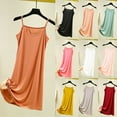 thumbnail image 1 of Frostluinai Sleeveless Nightgowns for Women Crew Neck Spaghetti Strap Camisoles Solid Soft Knee Length Dress Lightweight Pjs Dresses, 1 of 7