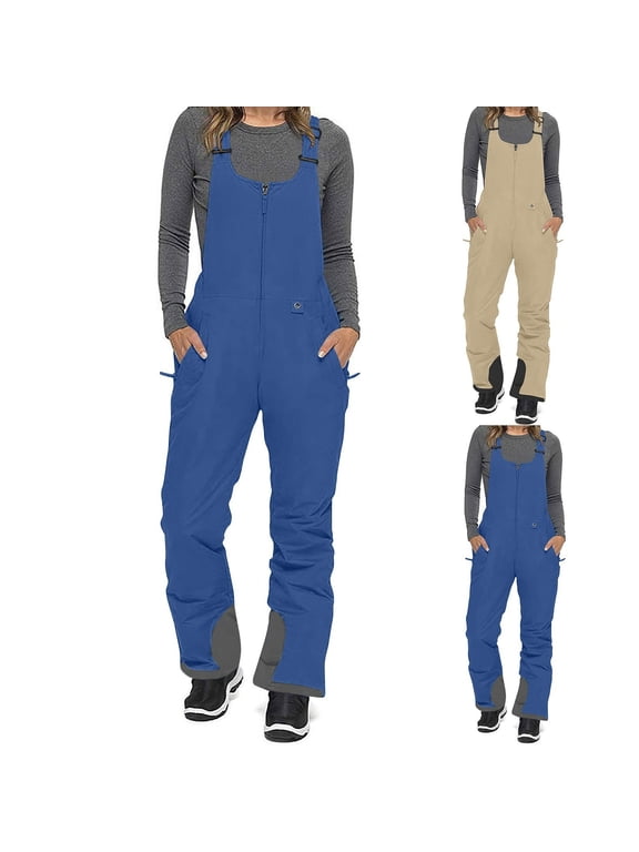 Snow Bibs Women Ski Bib Insulated Overalls Snowboard Winter Snow Pants Waterproof Windproof Snowpants with Pockets