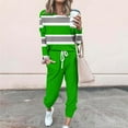 thumbnail image 1 of Frostluinai Striped Sweatsuits for Women 2 Piece Color Block Long Sleeve Tops Drawstring Wasit Sweat Pants Plus Size Lounge Sets with Pocket, 1 of 5