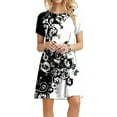 thumbnail image 1 of Frostluinai Summer Dresses For Women Plus Size Dress Casual Printed Tshirt Dresses Loose Short Sleeve Boho Beach Dress Crew Wedding Guest Dresses Sundresses Club Dresses, 1 of 5