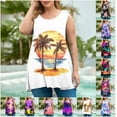 thumbnail image 1 of Frostluinai Summer Tank Tops for Women Plus Size Sleeveless Crew Neck Loose Fit Tunics Funny Palm Tree Print Beach Tanks Gifts, 1 of 5