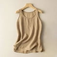 thumbnail image 1 of Frostluinai Summer Tank Tops for Women Sleeveless Cotton Linen Tanks Round Neck Solid Vests Casual Going Out Tanks Loose Fit Camisoles, 1 of 3