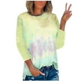thumbnail image 1 of Frostluinai Summer Tops for Women Tie Dye Print Casual 3/4 Length Sleeve Shirts Comfy Crew Neck T Shirts Fashion Side Split Tees, 1 of 3