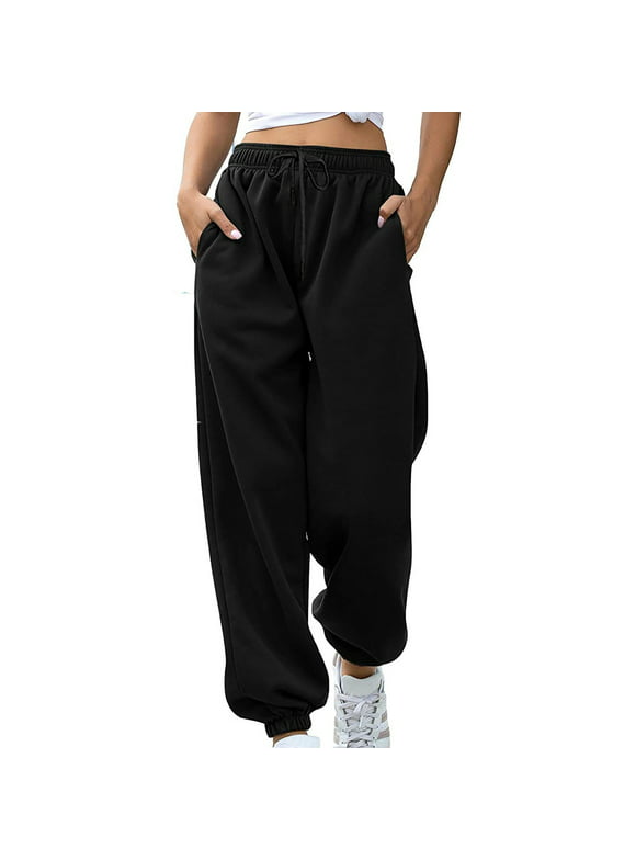 Frostluinai Sweatpants For Women With Pockets Sweatpants For Women With Pockets Baggy Solid Elastic Waist Trousers Long Straight Pants