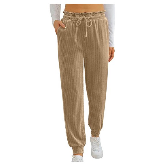 Frostluinai Sweatpants For Womens Cargo Pants Drawstring Pants For Women Corduroy High Waisted Business Casual Pants Work Pants With Pockets