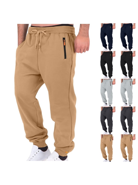 Sweatpants for Men with Zipper Pockets Athletic Joggers Pants Comfortable Lightweight Drawstring Soft Fleece Gym Running Joggers Mens Active Casual Lounge Pants S-3XL