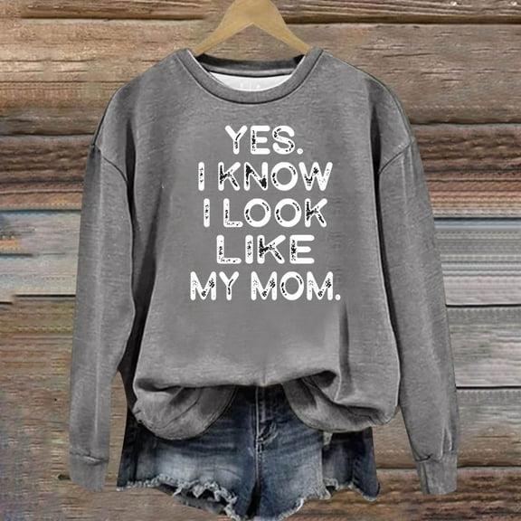 Frostluinai Sweatshirt for Women Crew Neck Long Sleeve Lounge Pullover Funny Letter Print Sweat Shirts Lightweight Sweatshirts no Hood