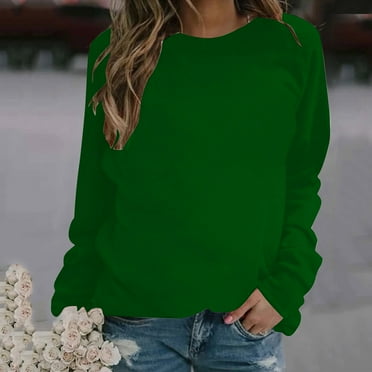 Frostluinai Sweatshirt for Women Long SLeeve Crew Neck Casual Pullover Solid Color Comzy Sweatshirts Basic Loose Sweat Shirts no Hood