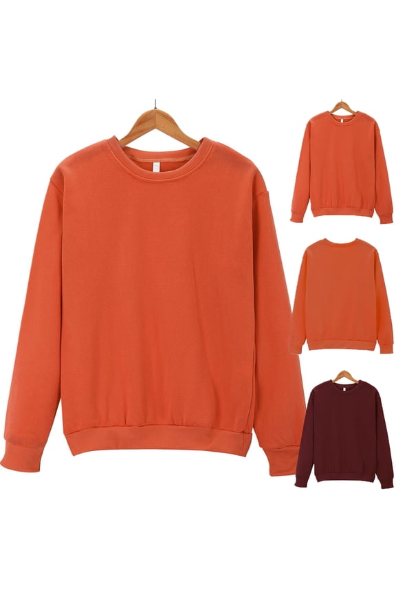 Sweatshirts for Women Solid Color Pullover Tops Crew Neck Long Sleeve Fall Sweatshirts Casual Going Out Sweat Shirts