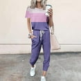 thumbnail image 1 of Frostluinai Sweatsuits Women 2 Piece Outfit Vintage Color Block Tops Elastic Waist Drawstring Jogger Pants Casual Athletic Sets with Pocket, 1 of 3