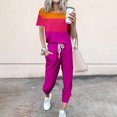 thumbnail image 1 of Frostluinai Sweatsuits Women 2 Piece Outfit Vintage Color Block Tops Elastic Waist Drawstring Jogger Pants Casual Athletic Sets with Pocket, 1 of 3