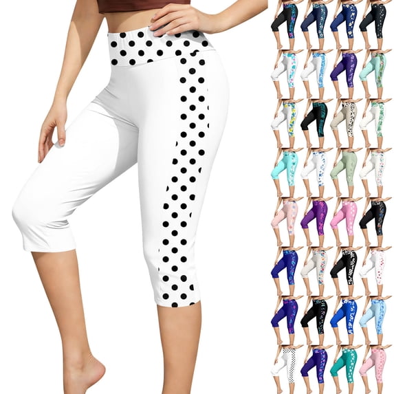 Frostluinai Swim Pants for Women Polka Dot Swim Capris High Waisted Sun Protection UPF 50+ Long Swimming Leggings Shorts Blue XL