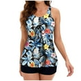 thumbnail image 1 of Frostluinai Swimsuit Women Bathing Suit For Women Plus Size Swimsuit For Women Tankini Tummy Control Modest Swimsuits Plus Size Two Piece Swimwear Ruffle Floral Top Boy Shorts, 1 of 3