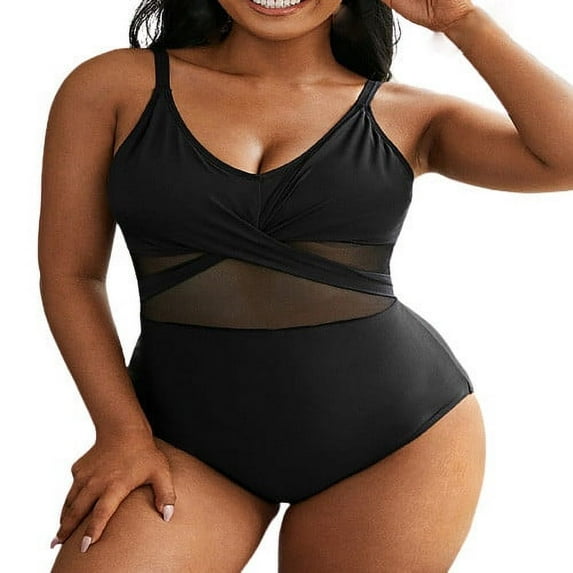 Frostluinai Swimsuit Women One Piece Bathing Suit For Women Plus Size Swimsuit For Women Monokinis Wrapped Mesh Tummy Control Bathing Suit With Adjustable Spaghetti Straps