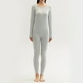 thumbnail image 1 of Frostluinai Thermal Underwear for Women Long Sleeve Crew Neck Pullover Legging Stretchy Slim Fit Undershirts 2 Piece Solid Soft Loungrwear, 1 of 4