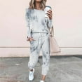thumbnail image 1 of Frostluinai Tie Dye Print Sets for Women Two Piece Long Sleeve Crewneck Shirts Casual Sweatpants Plus Size Loose Fit Tracksuits with Pocket, 1 of 5