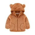 thumbnail image 1 of Frostluinai Toddler Baby Girls Boys Fleece Hoodie Jacket Coat Winter Warm Cute Bear Coat Zip Up Teddy Coat w/Pockets Winter Outwear, 1 of 4