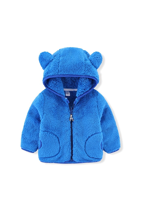 Toddler Baby Girls Boys Fleece Hoodie Jacket Coat Winter Warm Cute Bear Coat Zip Up Teddy Coat w/Pockets Winter Outwear