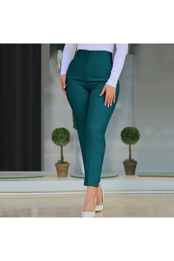 Trousers Pants for Women Stretch High Waisted Work Office Trousers Solid Color Slim Fit Ankle Pants Comfy Business Pant with Pockets