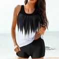 thumbnail image 1 of Frostluinai Two Piece Swimsuit for Women Color Block Athletic Tankini Bathing Suits Pleated Swim Tank Tops with Boyshorts Loose Fit Swimwear, 1 of 6