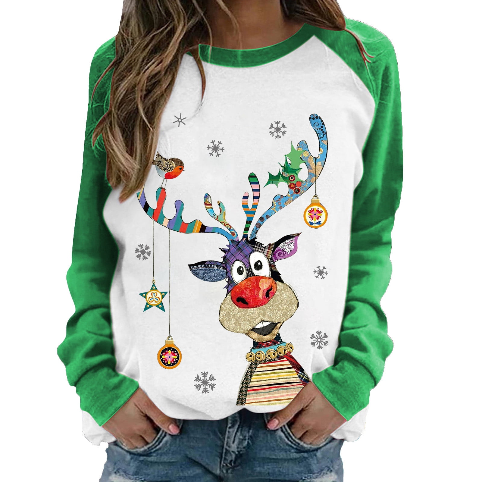 Tangle lag sarkom Frostluinai Ugly Christmas Sweaters For Women Funny Cute Reindeer Plus Size  Pullover Shirt Christmas Clearance Items For Women Crew Neck Christmas  Print Long-Sleeved Sweatshirt Blouse Pullover Tops - Walmart.com