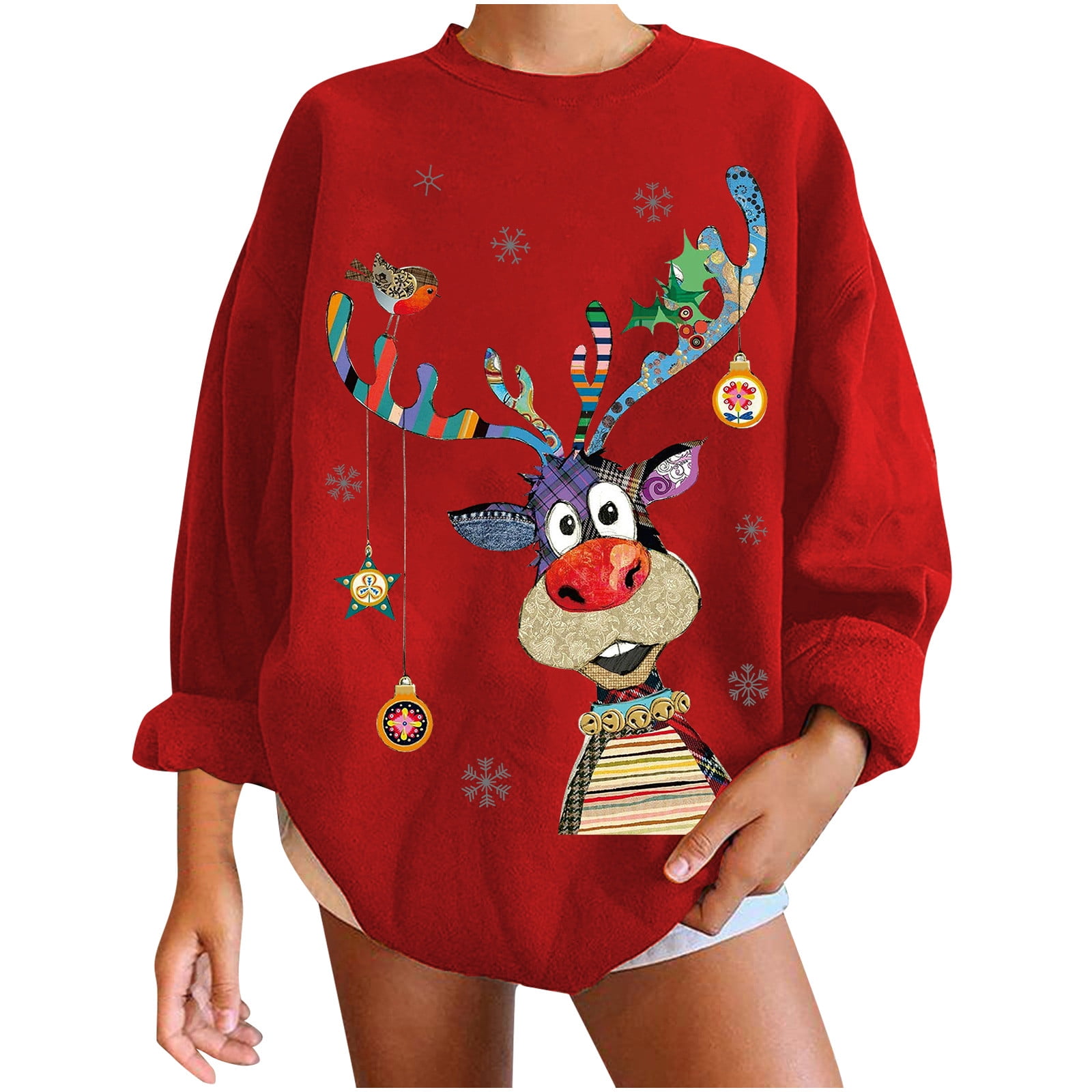 slutningen boom ihærdige Frostluinai Ugly Christmas Sweaters For Women Funny Cute Reindeer Plus Size  Pullover Shirt Christmas Clearance Items For Women,Christmas Womens Casual  Long Sleeve Printed Ladies Sweatshirts Tops - Walmart.com