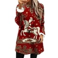 thumbnail image 1 of Frostluinai Ugly Christmas Sweatshirts Women Long Sleeve Fleece Cuff Pullover Crew Neck Santa Claus Party Long Sweat Shirts with Pocket, 1 of 5