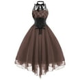 thumbnail image 1 of Frostluinai Victorian Renaissance Dress For Women Plus Size Medieval Dresses Vintage Lace Corset Dress Ball Gown Steampunk Gothic Dress Halter Lace Swing Cocktail Dress Halloween Punk Hippie Dress, 1 of 3