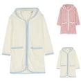 thumbnail image 1 of Frostluinai Waffle Robe for 2-10Y Full Zip Hooded Fleece Bathrobes Color Block Plush Sleepwear Warm Winter Bath Robes with Pocket, 1 of 9