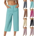 thumbnail image 1 of Frostluinai Wide Leg Capris for Women Trousers High Waisted Dress Pants Business Casual Summer Capris Basic Solid Color Work Slacks with Pocket, 1 of 6