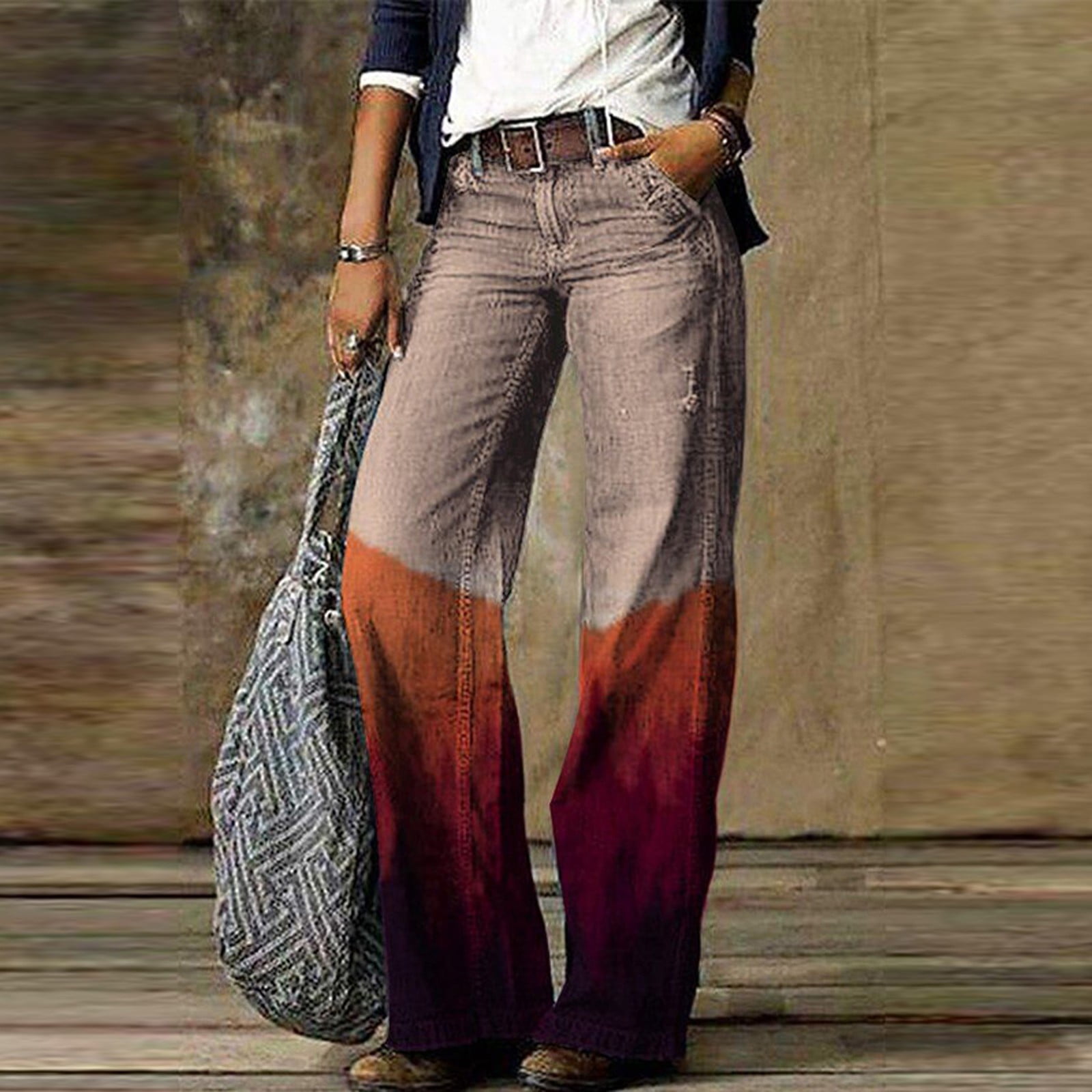 Spotted Denim Wide Leg Gusset Pants main image 1
