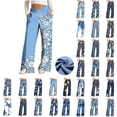thumbnail image 1 of Frostluinai Wide Leg Sweatpants for Women Drawstring Elastic Waist Baggy Joggers Funny Stars Graphic Open Bottom Summer Pants with Pockets, 1 of 7