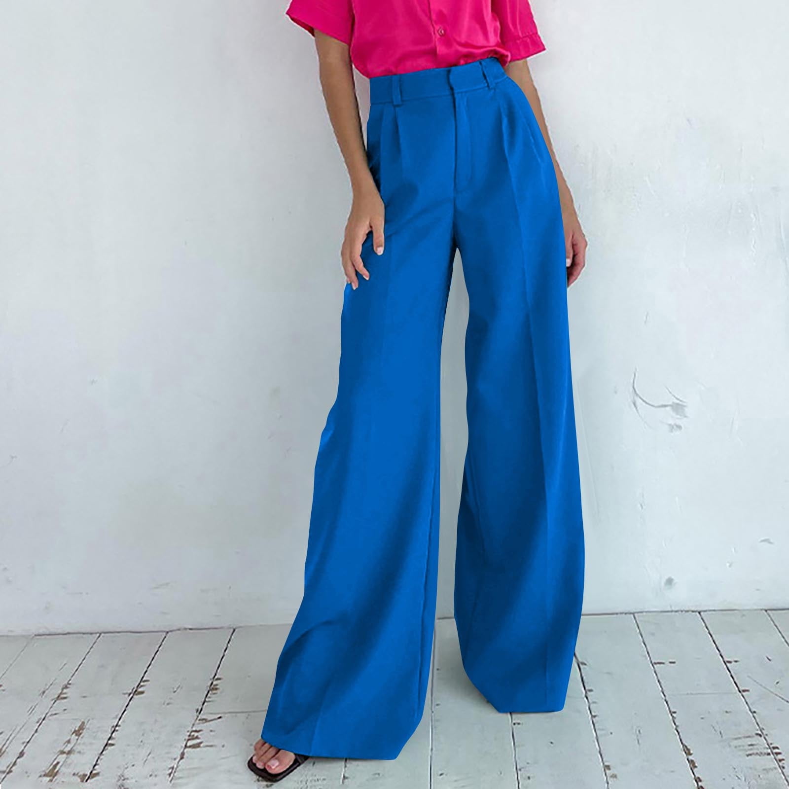 【Anyone more】Rec Washing Button Wide Pants Frostluinai-Wide-Leg-Trousers-