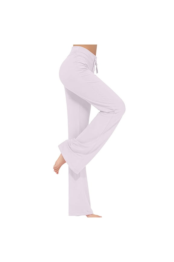 Wide Leg Yoga Pants for Women High Waisted Drawstring Workout Leggings Solid Color Loose Fit Straight Leg Pants Stretch Gym Trousers