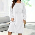 thumbnail image 1 of Frostluinai Women Fuzzy Fleece Nightgowns Plus Size Casual Long Sleeve Sherpa Knee Length House Dress Solid Winter Flannel Night Gown S-4XL, 1 of 7
