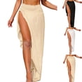 thumbnail image 1 of Frostluinai Women Sarong Ruffle Ruched Swimsuit Cover Up Skirt High Split Linen Beach Long Sheer Bathing Suit Cover Ups for Beach Vacation, 1 of 8