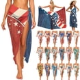 thumbnail image 1 of Frostluinai Women Sheer Sarong High Slit One Size Swimsuit Coverups 4th of July Summer American Flag Print Chiffon Wraps Beach Cover Up, 1 of 9