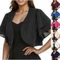 thumbnail image 1 of Frostluinai Women Shrug Chiffon Cardigans Open Front Ruffle Short Sleeve Bolero for Evening Dressy Solid Flowy Party Shrug Cover Up, 1 of 7