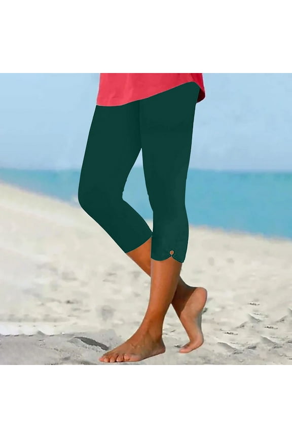 Women's Capri Leggings Plus Size High Waist Capri Shorts Silm Fit Cotton Skimmers Beach Solid Color Athletic Capris Womens Plus Size Capris