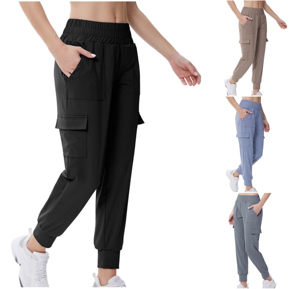 Frostluinai Women's Cargo Joggers Lightweight Quick Dry Hiking Pants Athletic Lounge Casual Travel Sweatpants with Pocket
