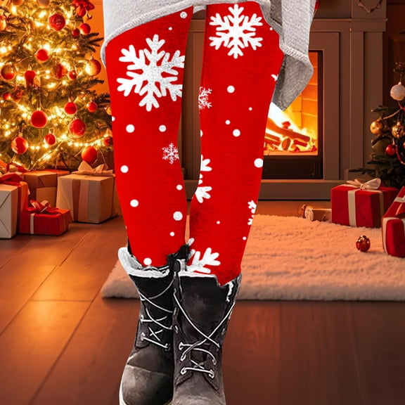 Frostluinai Women's Christmas Leggings Printed High Waisted Tights Xams Snowflake Reindeer Santa Workout Yoga Pants S-2XL