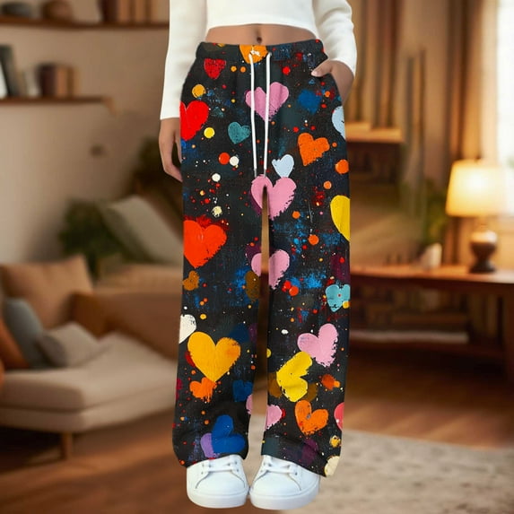 Frostluinai Women's Cotton Flannel Pajama Pants Soft Lounge Bottoms Drawstring Waist Wide Leg Sleep Pants Warm Sleepwear with Pockets