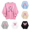 thumbnail image 1 of Frostluinai Women's Crewneck Sweatshirts Pink Ribbon Print Breast Cancer Survivor Pullover Long Sleeve Inspirational Awareness Gift Tops S-2XL, 1 of 6