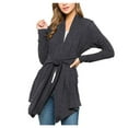 thumbnail image 1 of Frostluinai Women's Drape Open Front Cardigans Long Sleeve Irregular Hem Cardigans Solid Color Casual Jacket Coats Lightweight Cardigans with Belt, 1 of 3