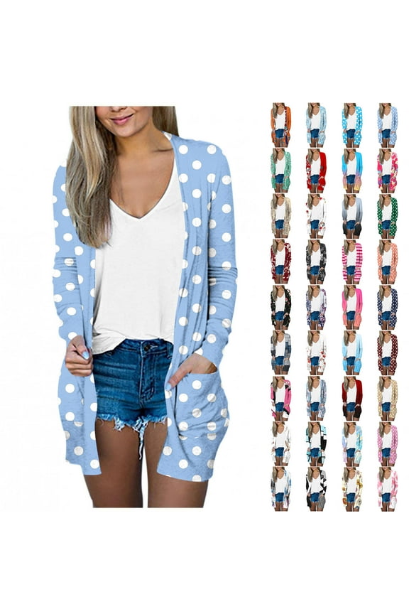 Women's Draped Open Front Cadigans Long Sleeve Tie Dye Summer Cardigans Lightweight Going Out Jackets with Pockets