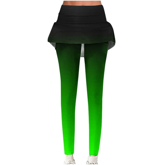 Frostluinai Women's Duble Layered Workout Pants Stretch High Waist Yoga Leggings Fashion Gradient Gym Skinny Pants with Pocket Womens Leggings